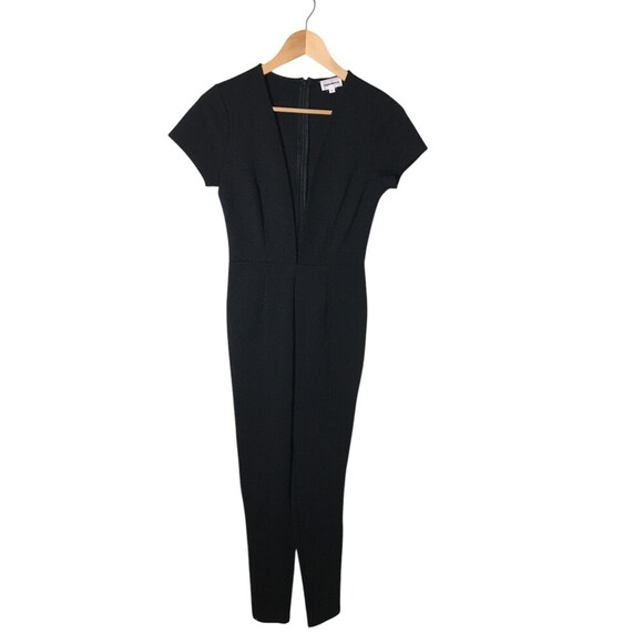 Superdown Jumpsuit Women's Size Small Black Back Zipper V-Neck Short Sleeve - Picture 1 of 7